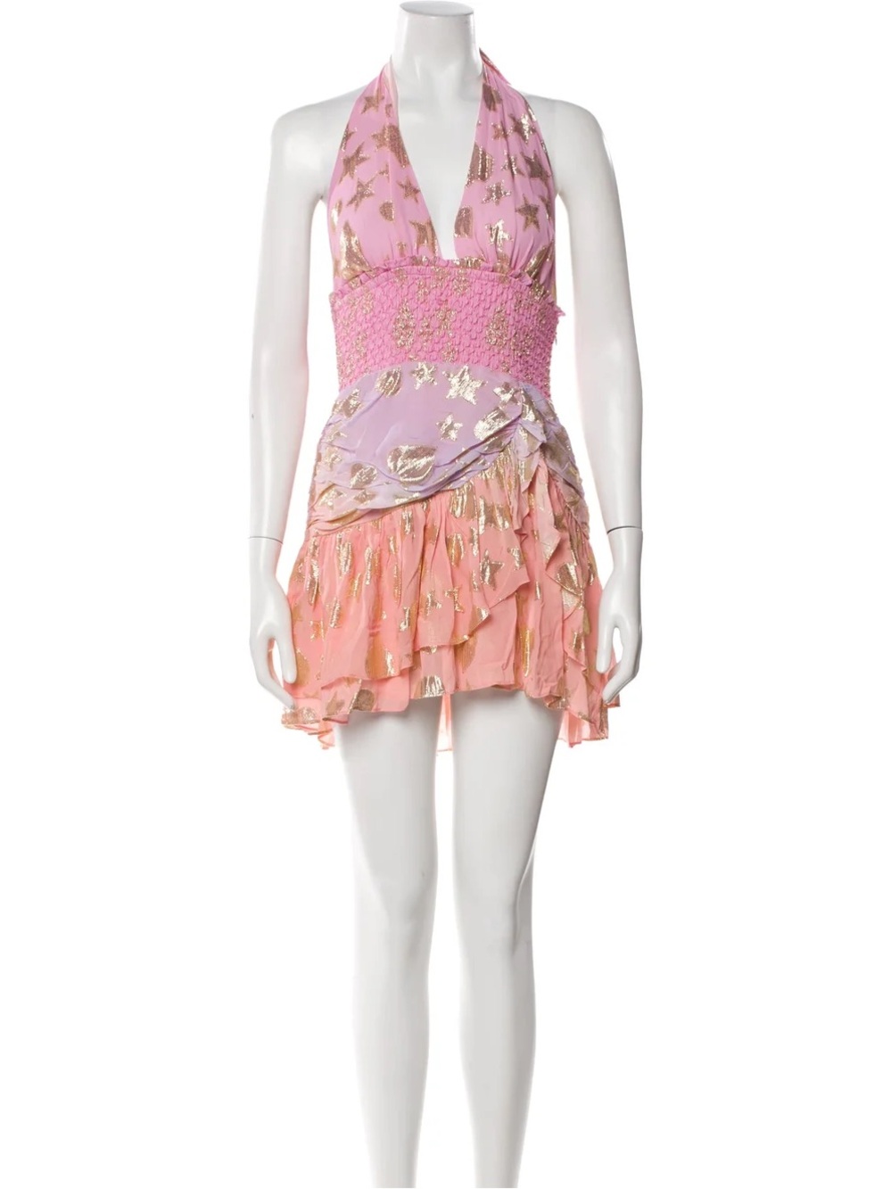 LoveShackFancy Pink & Lavender Sparkle Heart Halter Mini Dress Size Small - Picture 8 of 8
